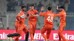 Netherlands celebrating against Bangladesh at Eden Gardens on October 28