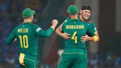 South Africa team celebrating win against Sri Lanka in WC match on Oct 7, 2023