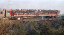 A coach of Patalkot Express train caught fire near Agra in UP.