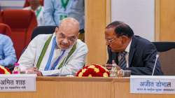 Union Home Minister Amit Shah interacts with National Security Advisor Ajit Doval