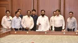 Maharashtra Chief Minister Eknath Shinde at Sahyadri Guest House in south Mumbai.