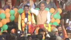 Madhya Pradesh Chief Minister Shivraj Singh Chouhan during a poll rally with party candidate Alok Sharma in Bhopal