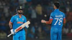 Virat Kohli and Naveen ul Haq in action.