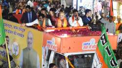 Union Home Minister Amit Shah during a roadshow.