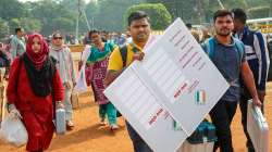 Polling officials with EVMs and other election material leave for poll duty ahead of Madhya Pradesh Assembly elections, in Bhopal. (Representational image)