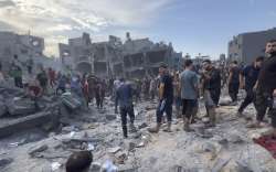 Palestinians looking for survivors in Gaza's Jabaliya refugee camp.