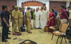 Kerala CM Pinarayi Vijayan visits the site of the explosion in Kochi.