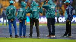 Ground staff at Bengaluru's M Chinnaswamy Stadium during Pakistan vs New Zealand game on November 4, 2023