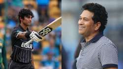 Rachin Ravindra and Sachin Tendulkar at World Cup 2023