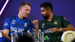 Jos Buttler and Babar Azam at Captains' Day event on October 4, 2023