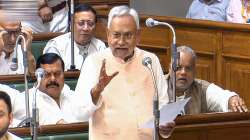 Bihar Chief Minister Nitish Kumar speaks during the Winter session of the Legislative Assembly, in Patna.