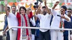 Rahul Gandhi and Priyanka Gandhi with Telangana Congress leaders