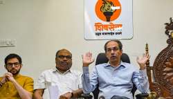 Shiv Sena (UBT) chief Uddhav Thackeray addresses a press conference, in Mumbai.