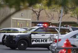 Las Vegas Police inspecting the shooting scene. 