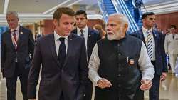 French President Emmanuel Macron with Prime Minister Narendra Modi