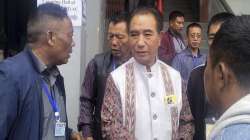 Mizoram CM Lalduhoma with party workers.