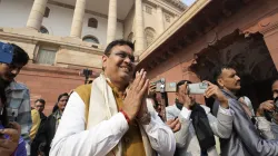 Rajasthan Chief Minister Bhajan Lal Sharma at Parliament House complex, in New Delhi.