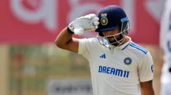 Dhruv Jurel salutes after getting his maiden Test fifty against England in Ranchi