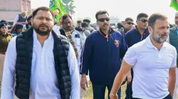 Congress leader Rahul Gandhi with former Bihar deputy chief minister Tejashwi Yadav