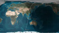 Final re-entry ground traces of Cartosat-2 (NORAD id 29710) showing impact point over the Indian Ocean

