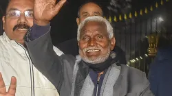 JMM leader Champai Soren comes out from Raj Bhavan after a meeting with Jharkhand Governor C.P. Radhakrishnan to stake claim to form the government in the state in Ranchi.