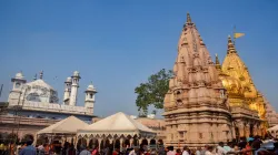 The Gyanvapi Mosque complex as seen from the Kashi Vishwanath Temple after the district court granted the family of a priest the right to worship Hindu deities in the Gyanvapi mosque cellar, in Varanasi.