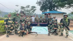 Security forces after uncovering a Naxal weapons workshop in Odisha. 