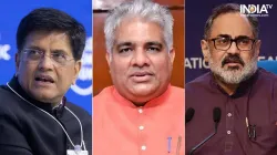 BJP Rajya Sabha MPs- Piyush Goyal, Bhupender Yadav and Rajeev Chandrasekhar