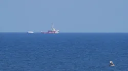 A ship belonging to the Open Arms aid group approaches Gaza.