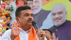 Leader of the Opposition in West Bengal Assembly Suvendu Adhikari during a public meeting ahead of Lok Sabha elections. 