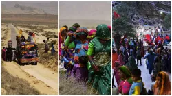 Pakistani Hindu devotees while taking a tough path to complete the sacred Hinglaj Yatra.