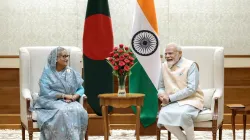 Prime Minister Narendra Modi and his Bangladeshi counterpart Sheikh Hasina during a bilateral meetin