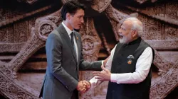  Prime Minister Narendra Modi welcomes Canada Prime Minister Justin Trudeau upon his arrival at Bhar