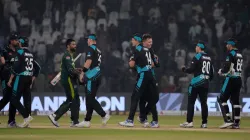 Pakistan and New Zealand players shake hands after 4th T20I.