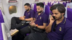 Kolkata Knight Riders players at Guwahati Airport after the first diversion