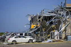 Powerful storms left a wide trail of destruction Sunday across Texas, Oklahoma and Arkansas