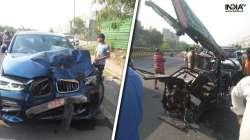 noida news, Uttar Pradesh road accident, Two dead three injured in noida car carsh, BMW hits e ricks