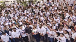 Students celebrate their success after Gujarat Secondary and Higher Secondary Education Board declared the Class 10 result in Surat. 