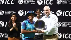 Chamari Athapaththu with the ICC Women's T20 World Cup Qualifier trophy.