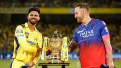 Ruturaj Gaikwad shakes hands with the RCB captain Faf du Plessis.