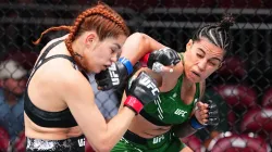 Puja Tomar in action during her UFC fight against Rayanne dos Santos