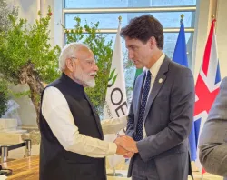 Prime Minister Narendra Modi and his Canadian counterpart Justin Trudeau at the G7 Summit in Italy.