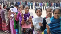 Women in queue waiting for their turn to cast vote in Nagaland