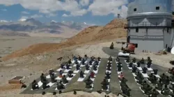 Indian Army troops perform Yoga in Eastern Ladakh.