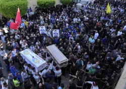 Massive people joined the funeral procession of siblings killed in Israeli attack in Beirut