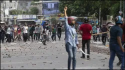 Student activists protesting in Dhaka, Bangladesh.