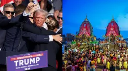 Donald Trump after the "failed" assassination attempt (L) and Rath Yatra celebrations in Odisha (R)