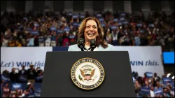 US Vice President Kamala Harris speaks at a presidential election campaign event in Atlanta,