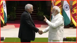 Sri Lankan President Ranil Wickremesinghe with PM Modi