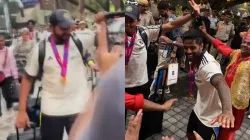 Indian skipper Rohit Sharma and Suryakumar Yadav let it loose outside the team hotel in New Delhi after arrival